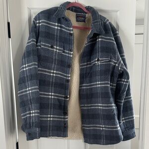 Faherty Blue Plaid Shirt Jacket